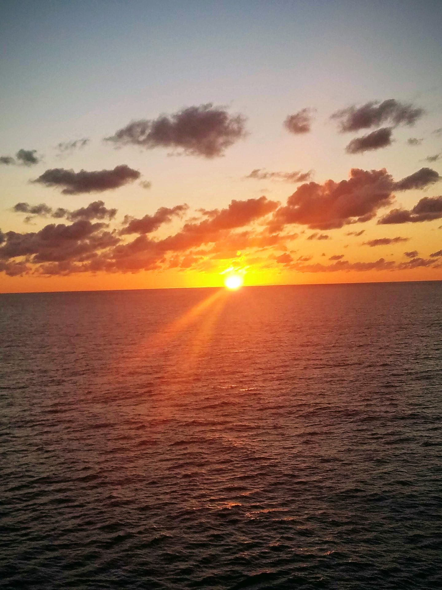 Sunset at sea during the destination celebration